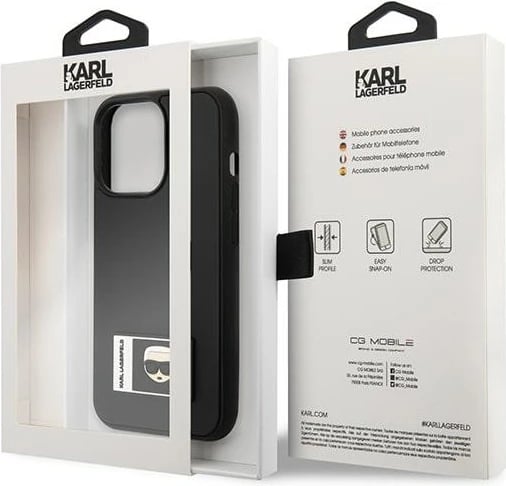 Mbështjellës Karl Lagerfeld KLHCP13X3DKPK për iPhone 13 Pro Max 6.7", Ikonik Patch, i zi