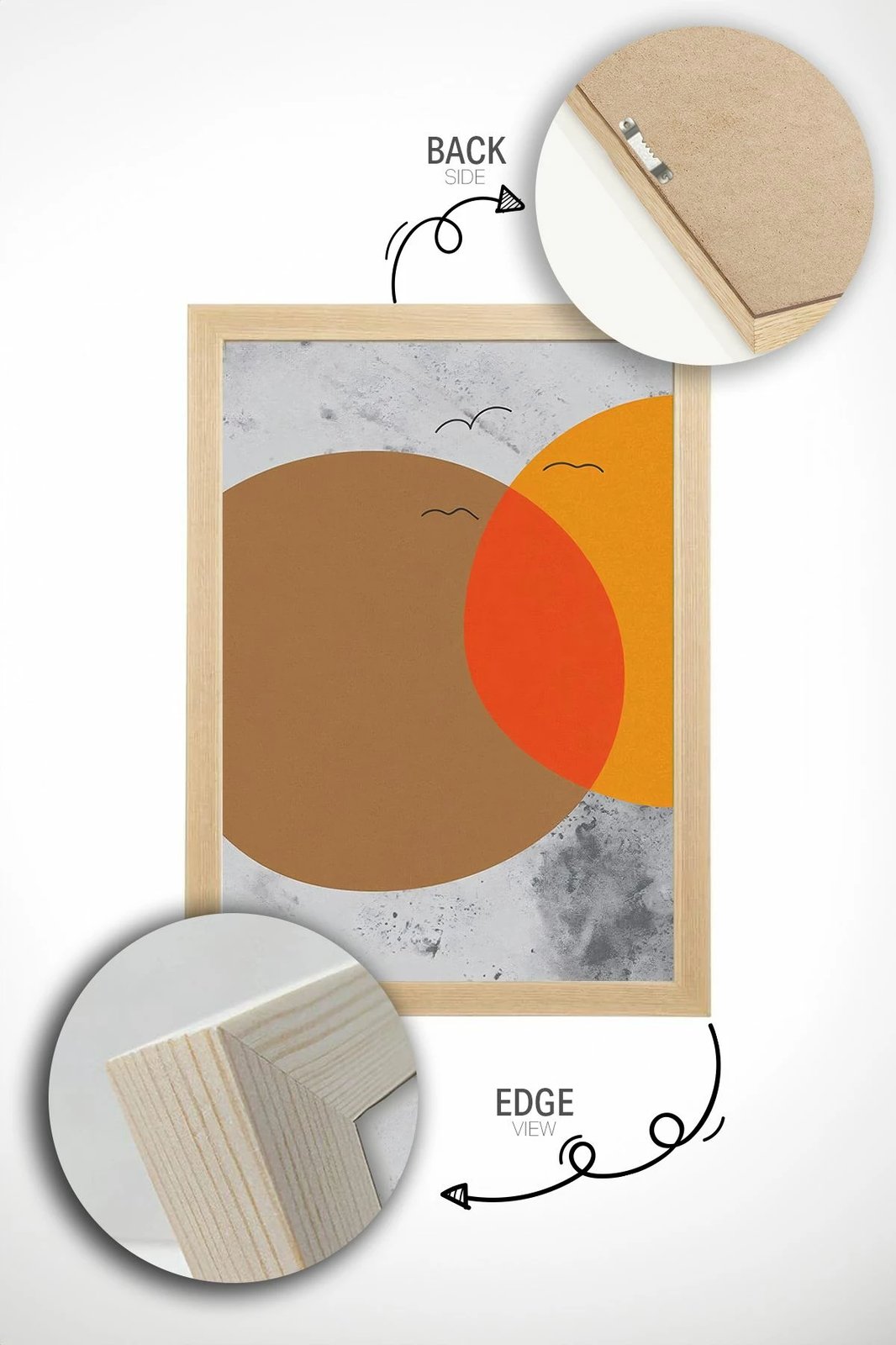 Pikturë dekorative me kornizë (2 copë), model Ersy2Lımodel8-Ahsap, Wallity