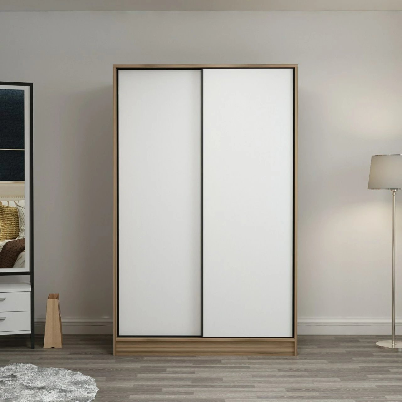 Dollap Hanah Home, Kale, ngjyrë e bardhë dhe lis, 2314