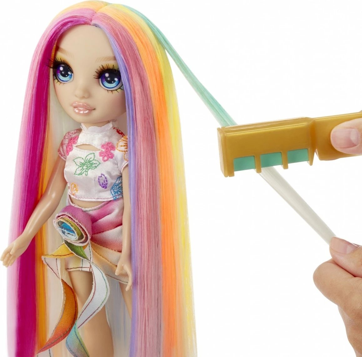 Kukull Rainbow High Amaya me set për stilim flokësh, 11 inch, me ngjyra të ndryshme