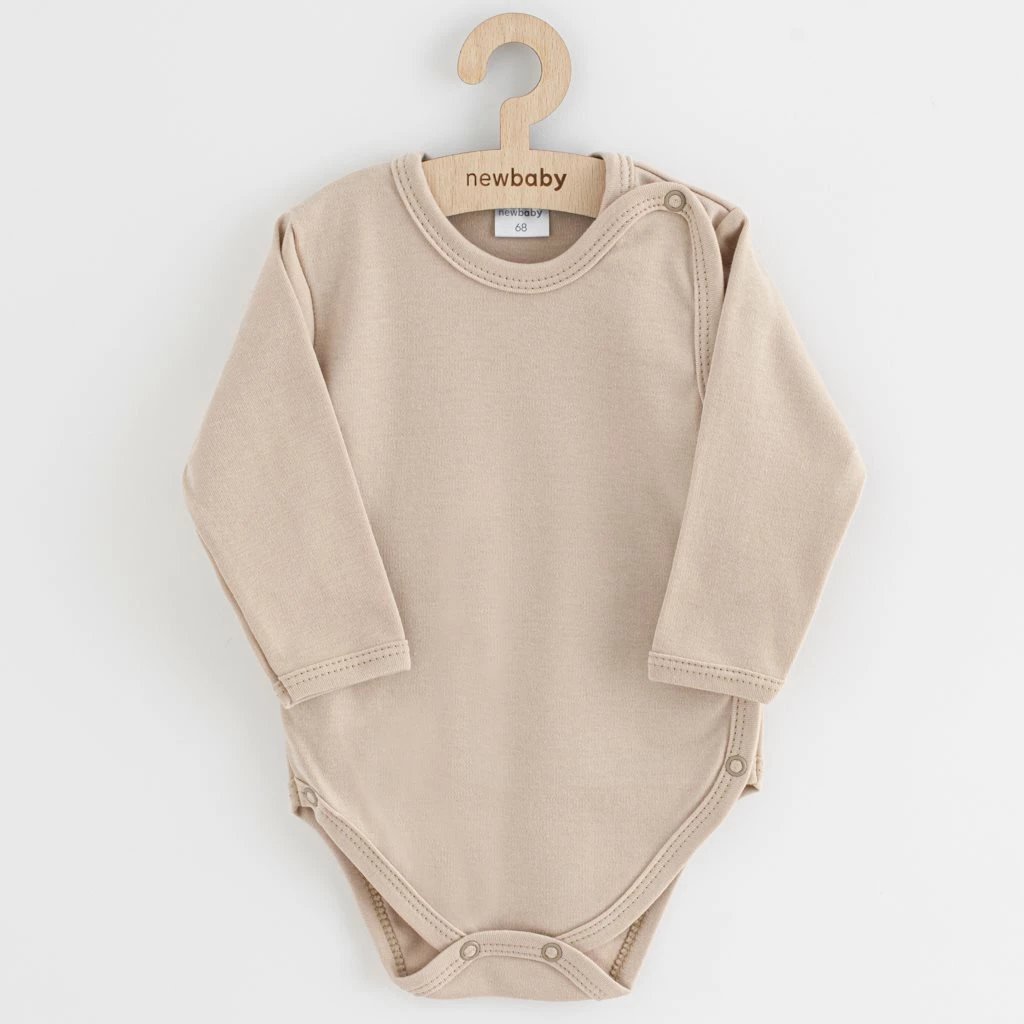 body bebe me mëngë të gjata, NEW BABY, Classic II Uni, madhësia 68 (4-6m), bejzh, set 3 copë