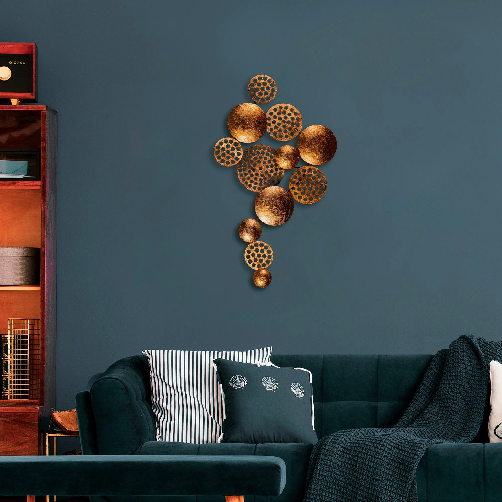 Aksesor dekorativ metalik për mur, Wallity Aurora 3, ngjyrë bakri, 45x82cm