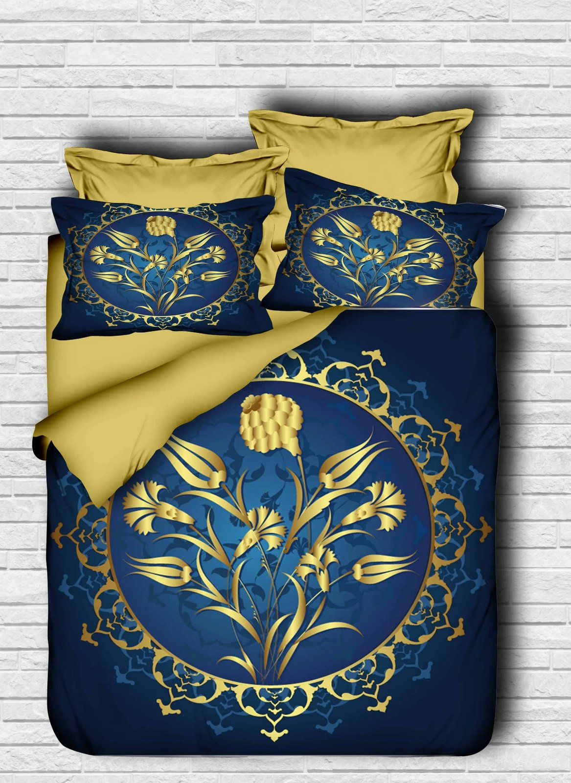 Set mbulesë për dyshek dopio, L'essentiel, 140, ngjyrë ari dhe kaltër