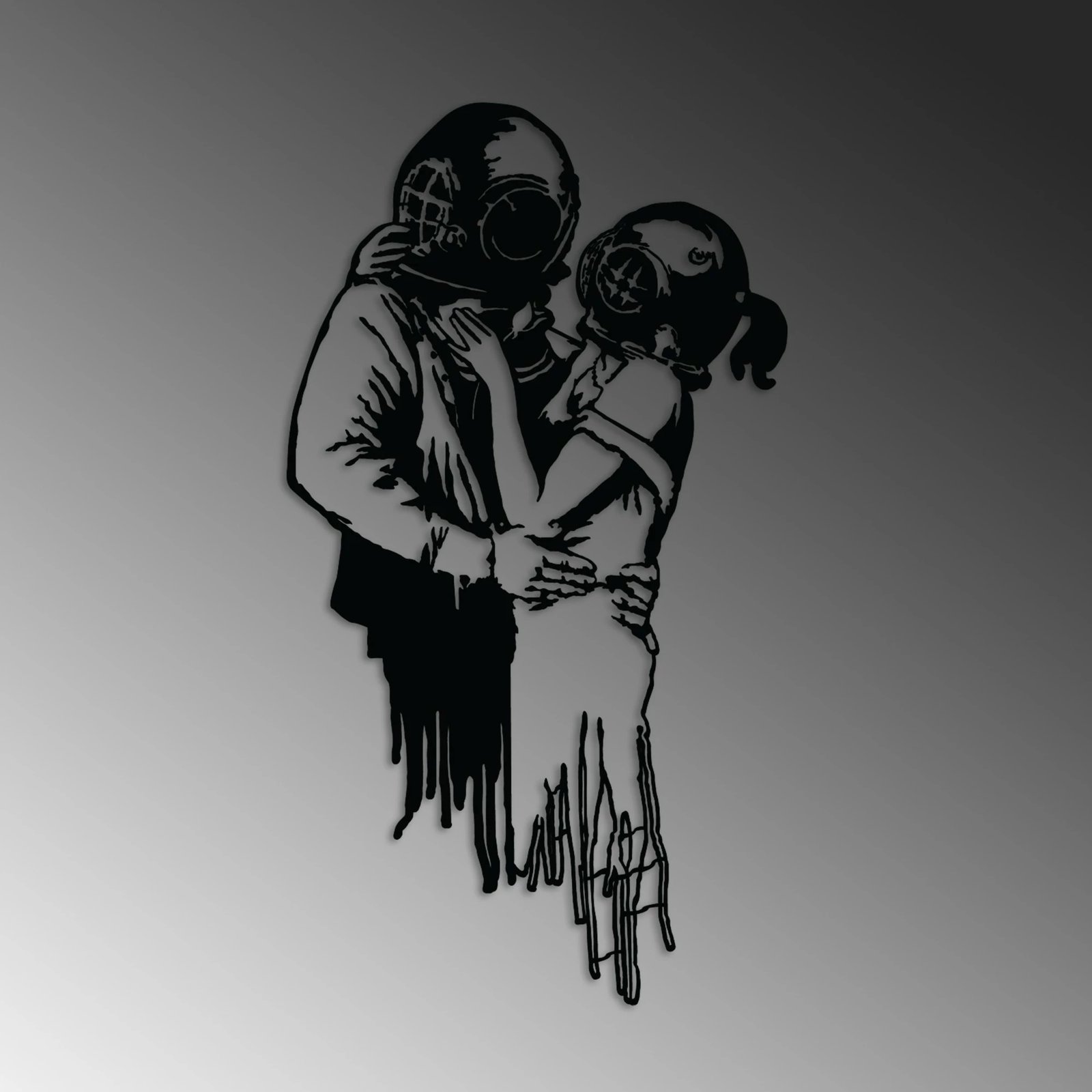 Aksesor dekorativ metalik për mur Wallity, Banksy 11, ngjyrë e zezë, 47x85cm