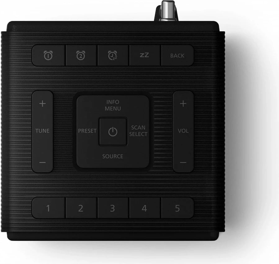 Radio me alarm Philips TAR5100/10, Bluetooth 5.3, DAB+/FM, IPX4, 20 paracaktime, ekran i ndritshëm, e zezë