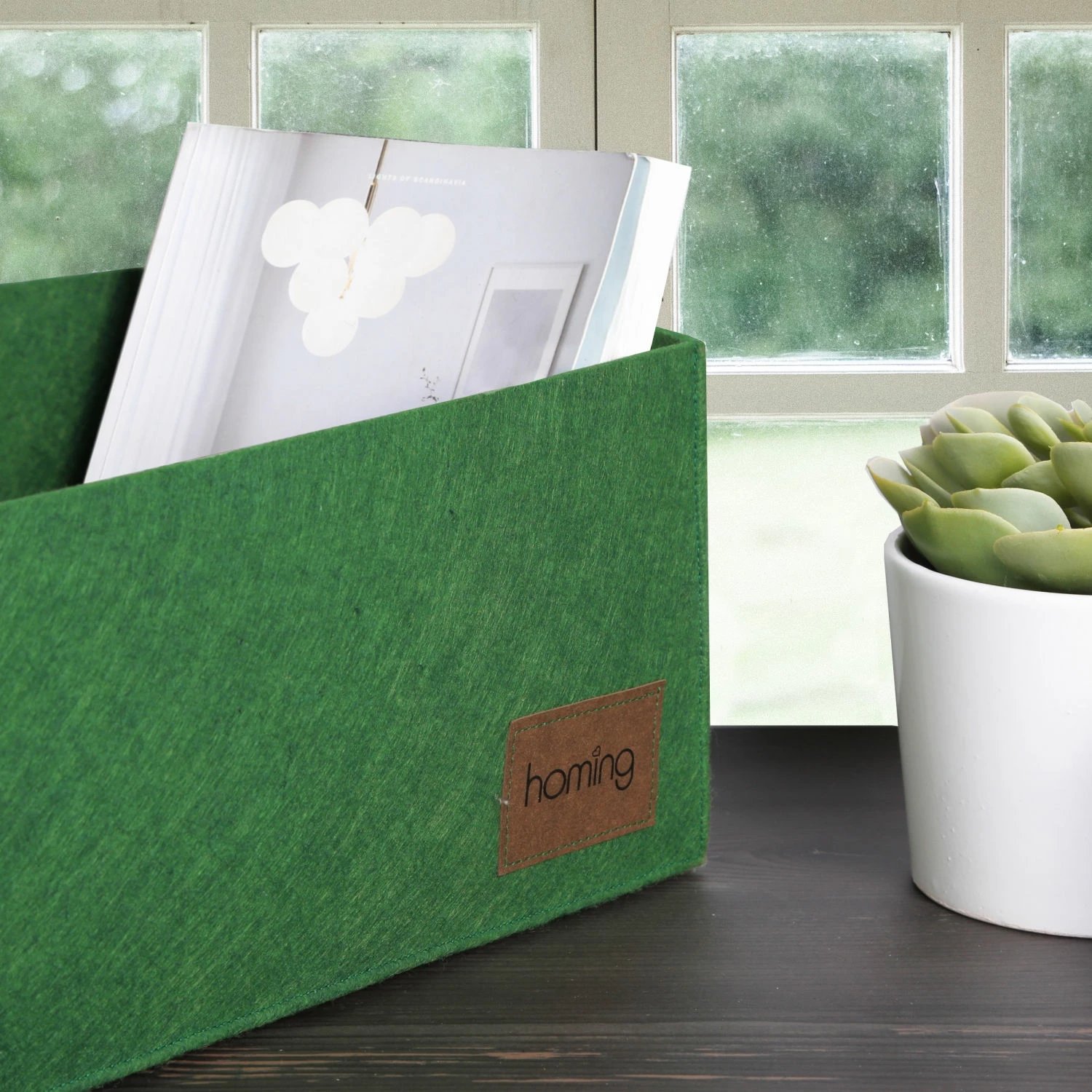 Organizues tavoline prej fletit, ngjyrë e gjelbër, Aberto Design, HMY-6260, 30x20x15cm