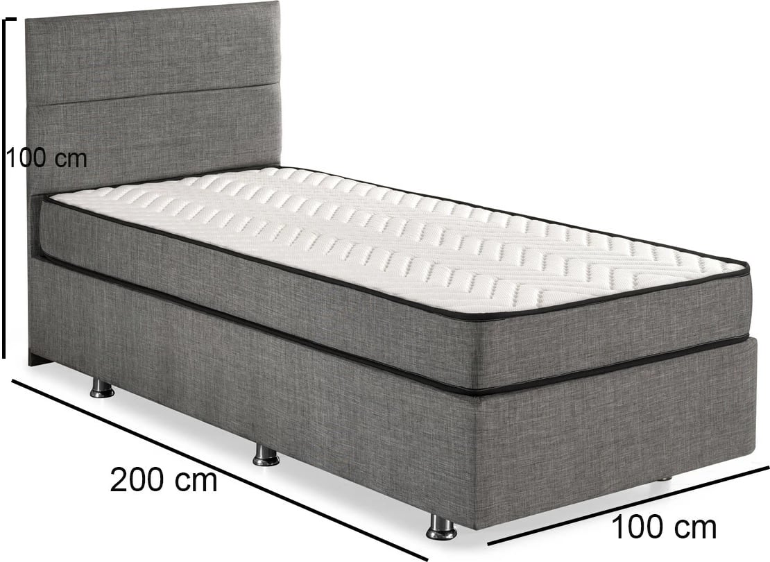 Baza dhe shtrati me taban për një person, ngjyrë hiri, Hanah Home, 100x200