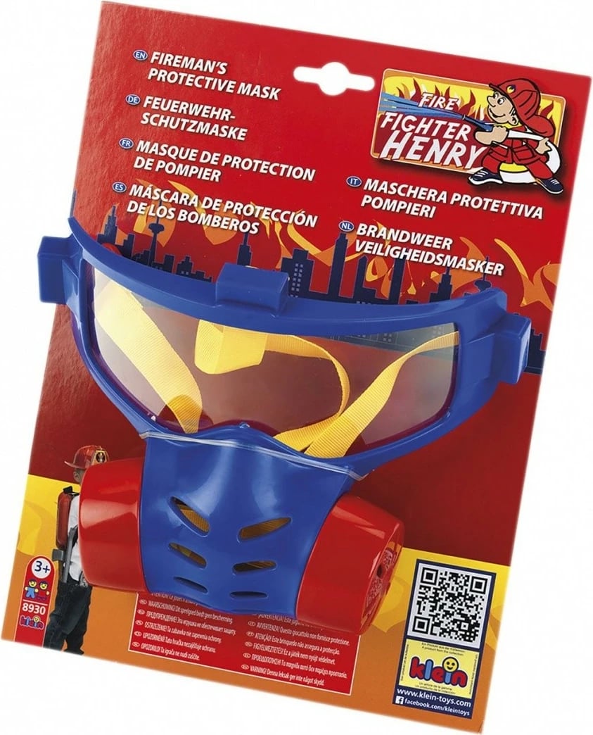 Maskë zjarrfikësi për lojë, Klein, 8930, plastike, për fëmijë 3+, Blu/Kuqe/Verdhë