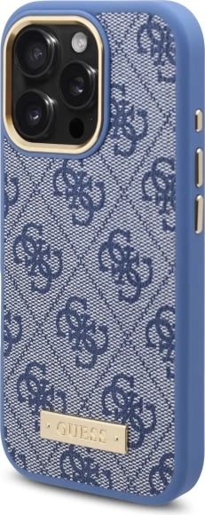 Mbështjellës Guess 4G Logo Plate MagSafe për iPhone 16 Pro Max, Kaltër