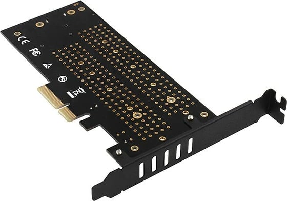 Adapter PCIe AXAGON PCEM2-DC, 1x M.2 NVMe M-key + 1x SATA B-key, me ftohës, i zi
