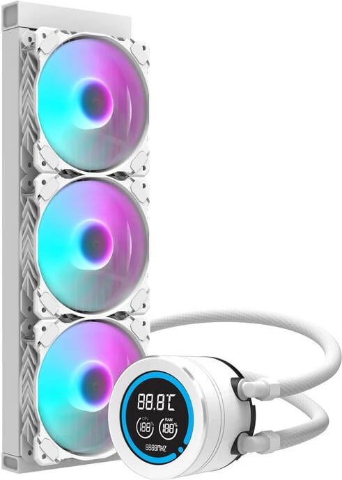 Ftohës me ujë për kompjuter Darkflash DN-D360, 360mm, ARGB, me ekran LCD, i bardhë