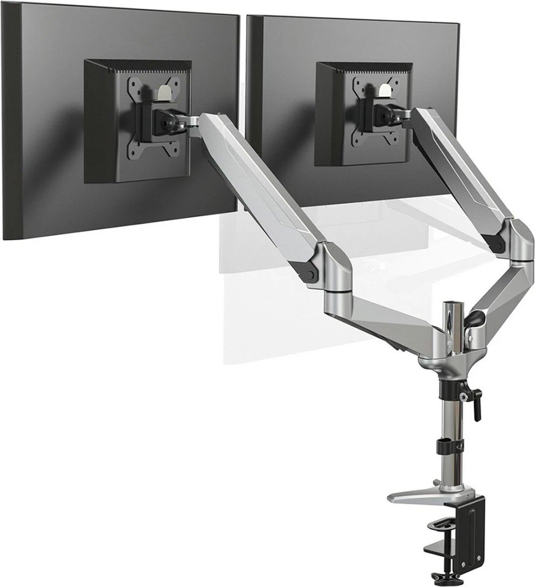 Mbajtës monitori Digitus universal për 2 ekrane, kapëse tavoline, 17-27 inç, zi/argjendtë