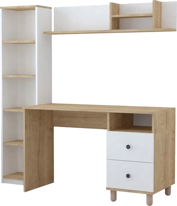 Shtesë pune Kontor, sonoma e bardhë, 160x50x162cm