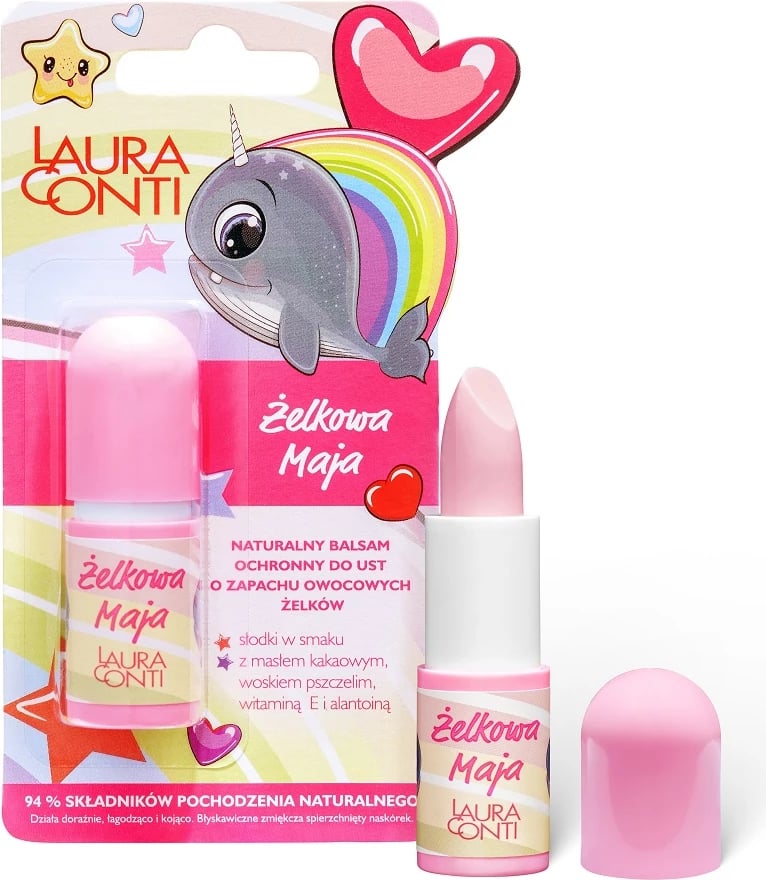 Balsam për buzë LAURA CONTI Gummy Maja për femra, aromë frutash gumi, 3.8g