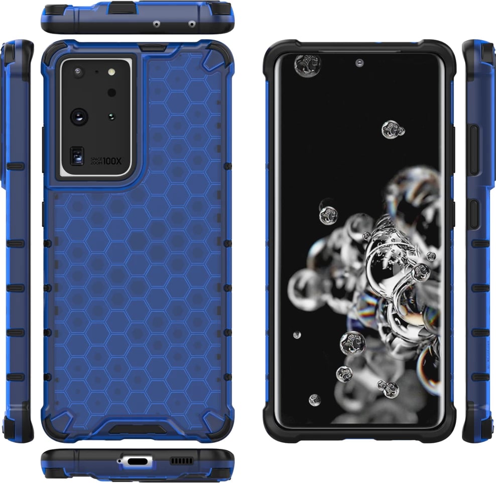 Mbështjellës Hurtel për Samsung Galaxy S22 Ultra, honeycomb, blu
