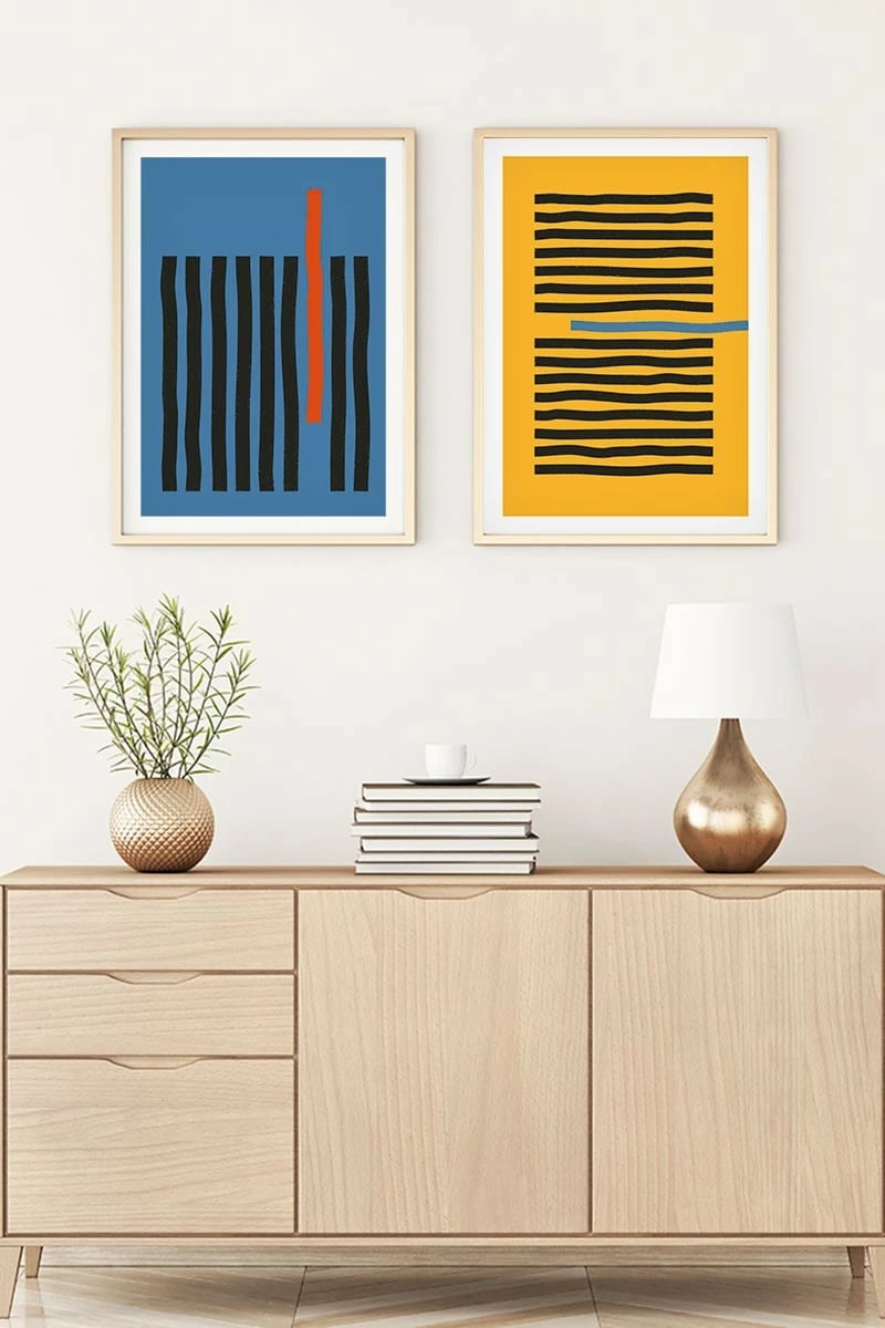 Piktura dekorative me kornizë MDF (2 copë), Wallity, Huhu128, 20x30cm