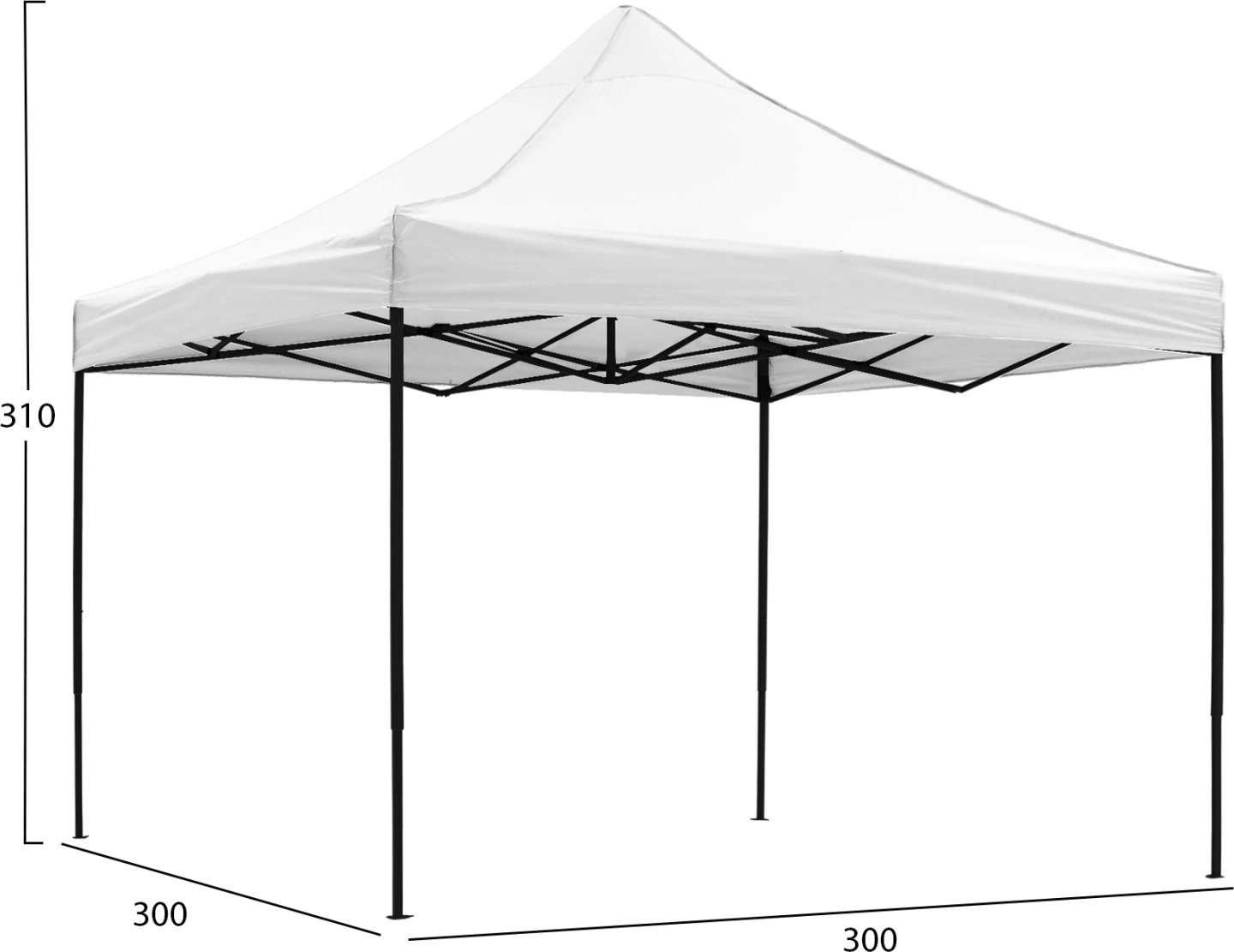 Gazebo i palosshëm MATTHEW, kornizë metalike e zezë, hije e bardhë, 3x3x3.10Hm