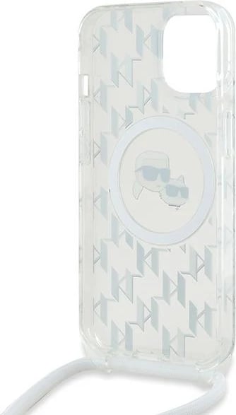 Mbështjellës Karl Lagerfeld IML Crossbody Monogram Karl & Choupette Head MagSafe për iPhone 15/14/13, Transparent