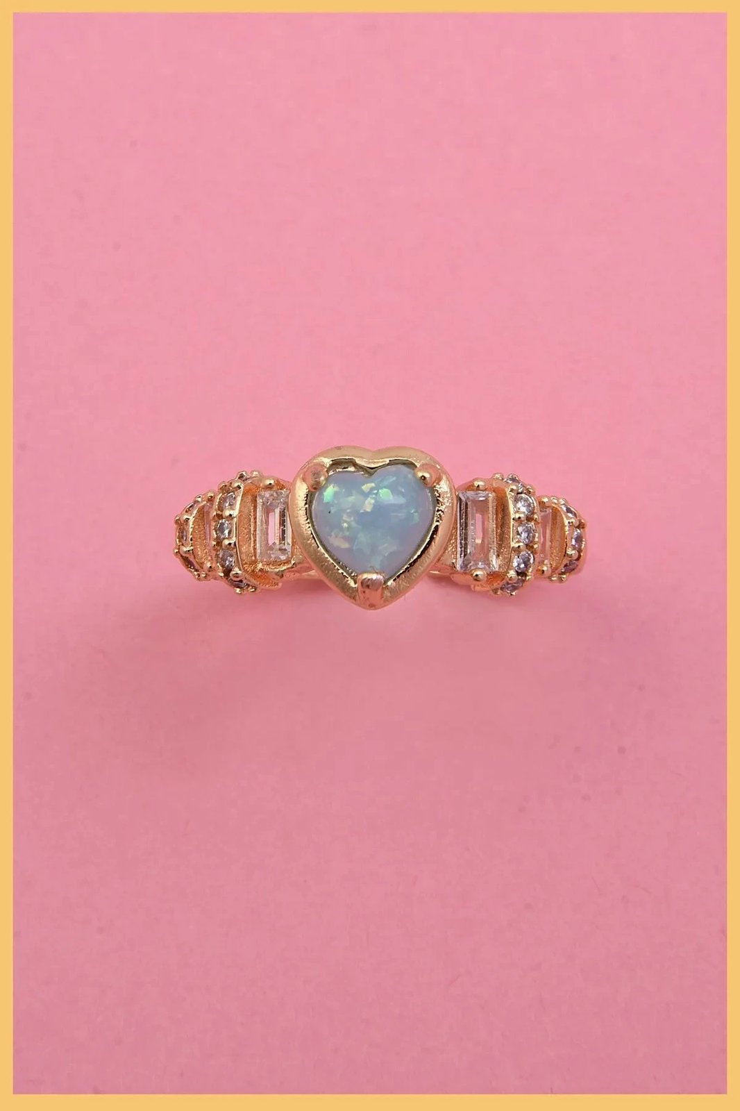 Unazë Jumeon, mavi-opal, formë zemre