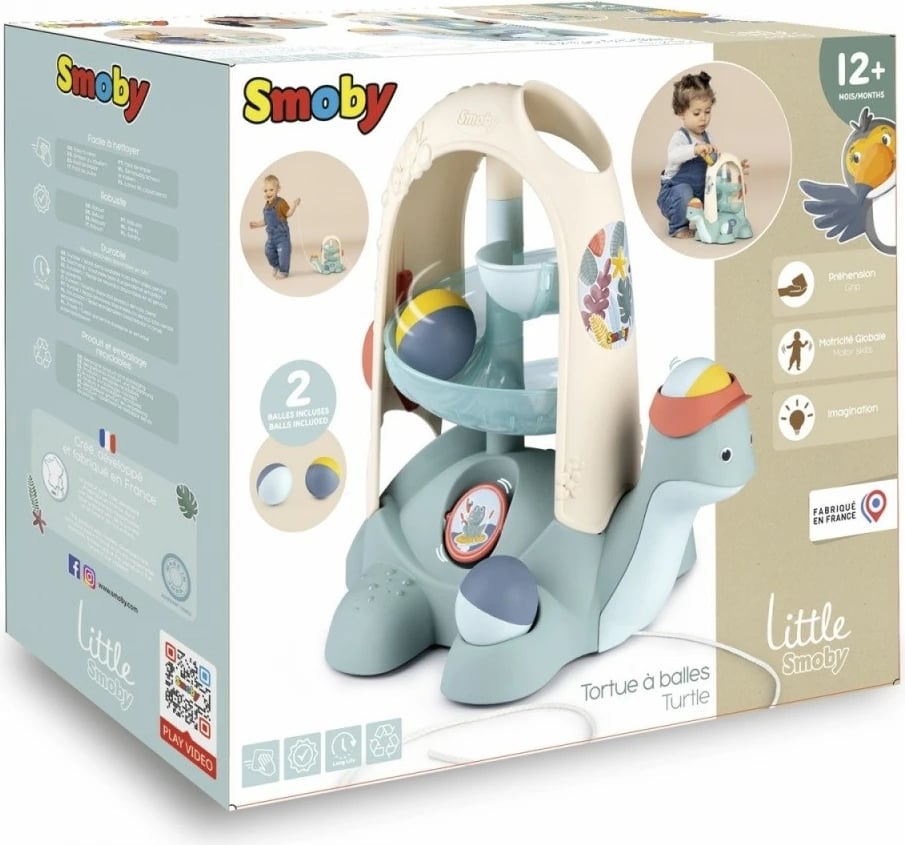 Lodër edukative Smoby Little Smoby Turtle, plastikë, shumëngjyrëshe, me 2 topa