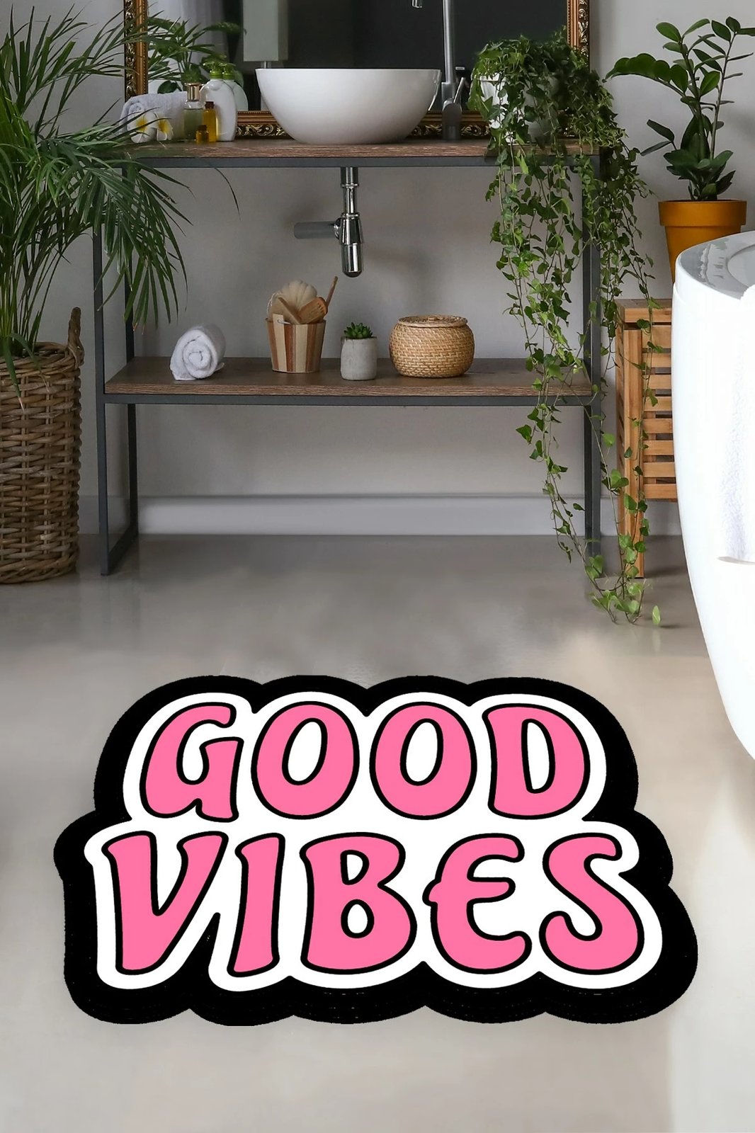 Tapet banjoje, dizajn 'Good Vibes', shumëngjyrësh, 60x100cm