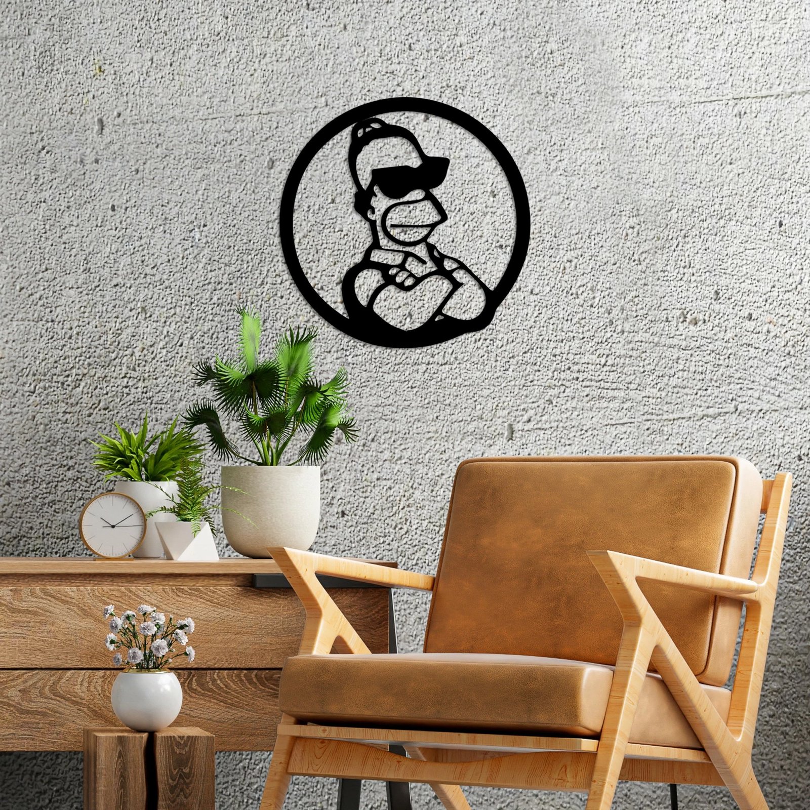 Aksesor dekorativ metalik për mur, Wallity, Sımpson 3, ngjyrë e zezë, 33x33cm