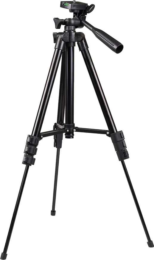 Tripod mini për kamera, Hurtel, universale me filetë 1/4", kokë pan/tilt me nivel, e zezë