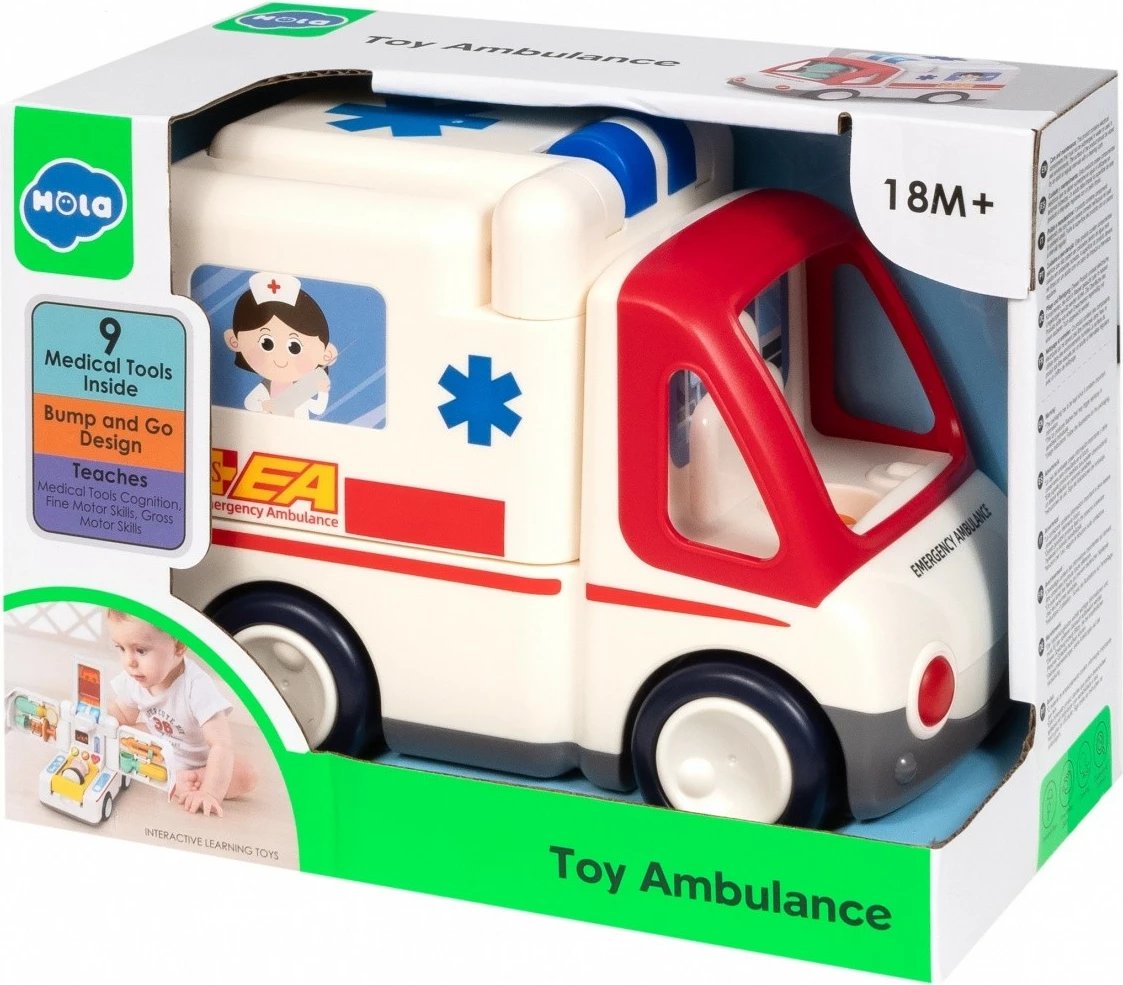 Lodër ambulancë Smily Play Hola E9997, muzikë dhe drita, shumëngjyrëshe