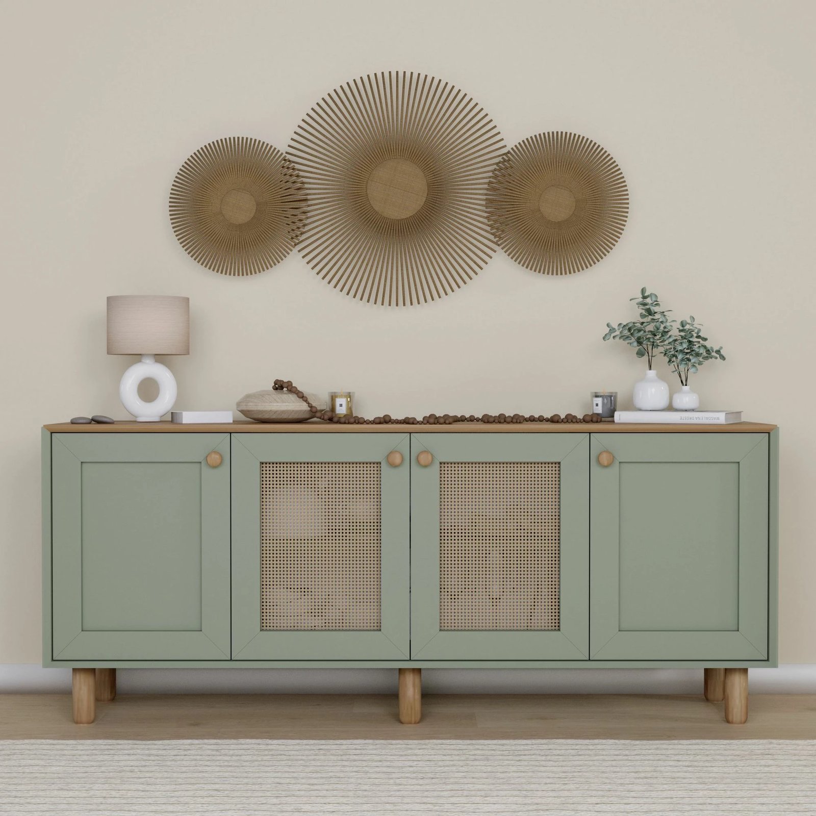 Konsolë Skye Decor, stil bohemian, ngjyrë e gjelbër, 180x75x40cm