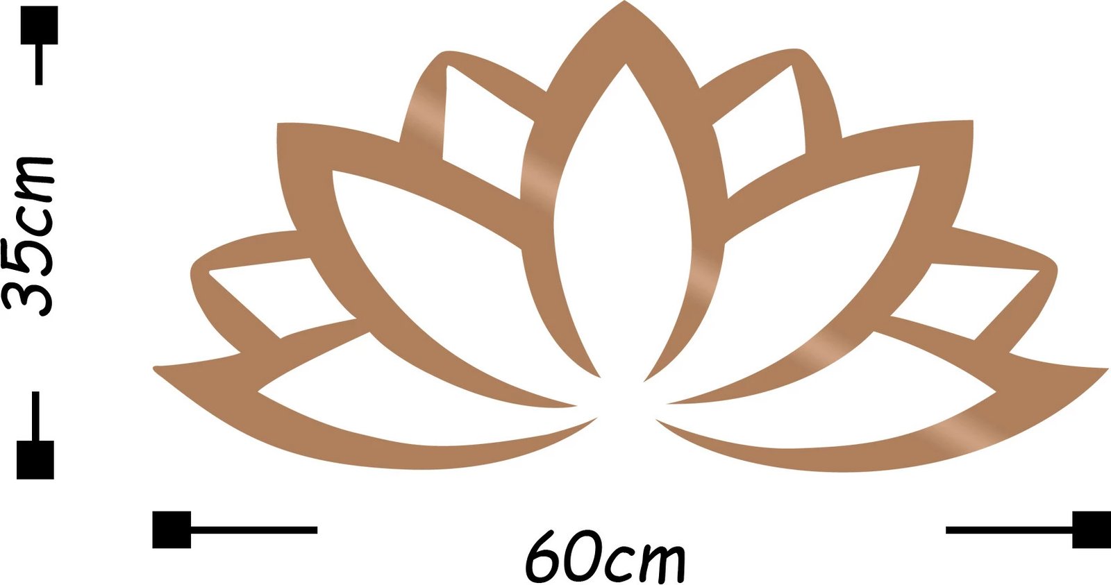Aksesor dekorativ metalik për mur, lule lotus, ngjyrë bakri, Wallity
