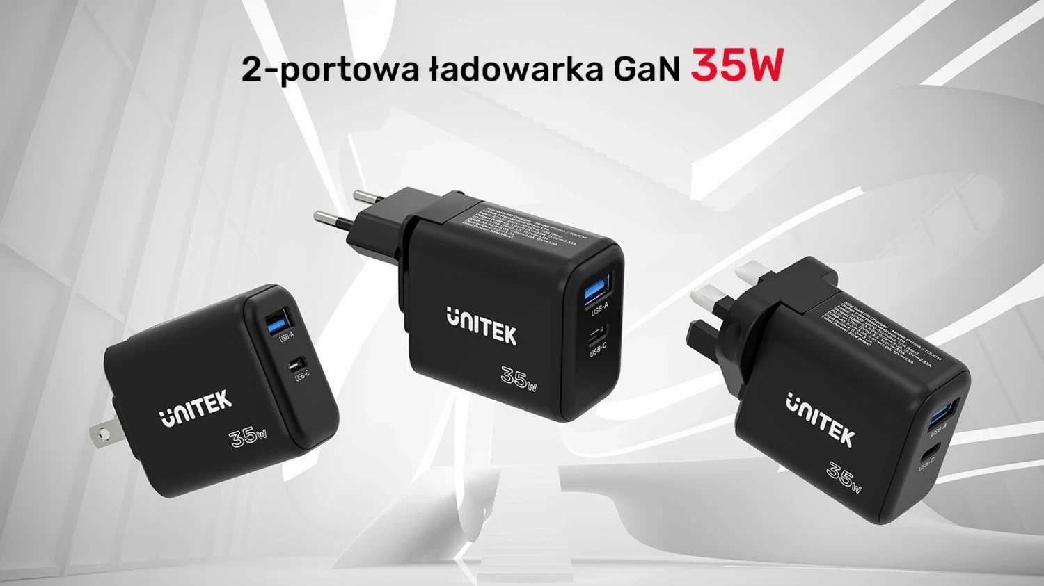 Karikues Unitek GaN PD 35W USB-C + USB-A, i zi Karikues Unitek GaN PD 35W USB-C + USB-A, i zi