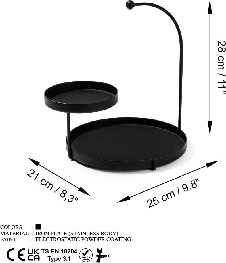Aksesor dekorativ metalik, dizajn Aberto, Knidos, ngjyrë e zezë