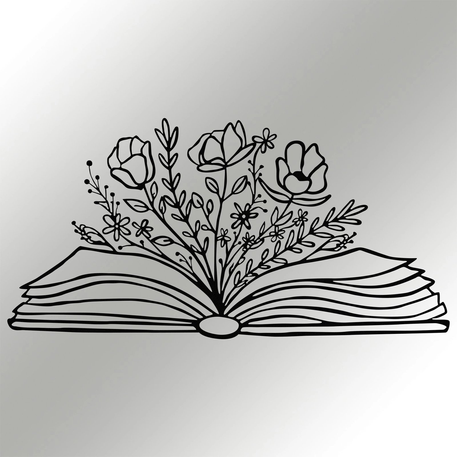 Aksesor dekorativ metalik për mur, lule Culture, Wallity, ngjyrë e zezë, 68x34cm