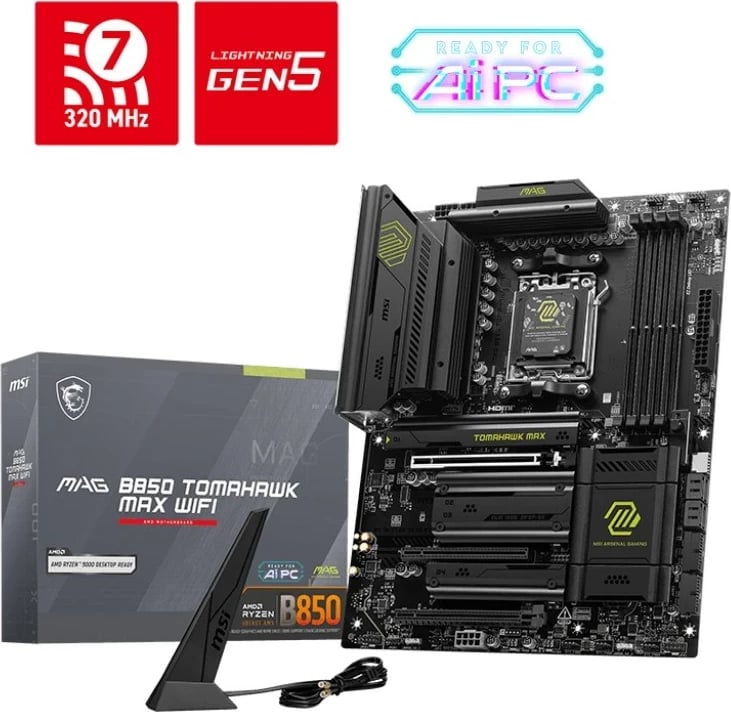 Pllakë amë MSI MAG B850 TOMAHAWK MAX WIFI, Socket AM5, ATX, Bardhë