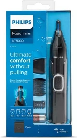 Trimmer Philips NT5650/16 për hundë, veshë dhe vetulla, i zi, me etui