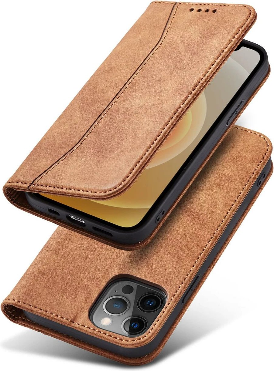 Mbështjellës Hurtel Magnet Fancy Case për iPhone 12 Pro Max, me portofol dhe mbajtëse, Kafe Mbështjellës Hurtel Magnet Fancy Case për iPhone 12 Pro Max, me portofol dhe mbajtëse, Kafe