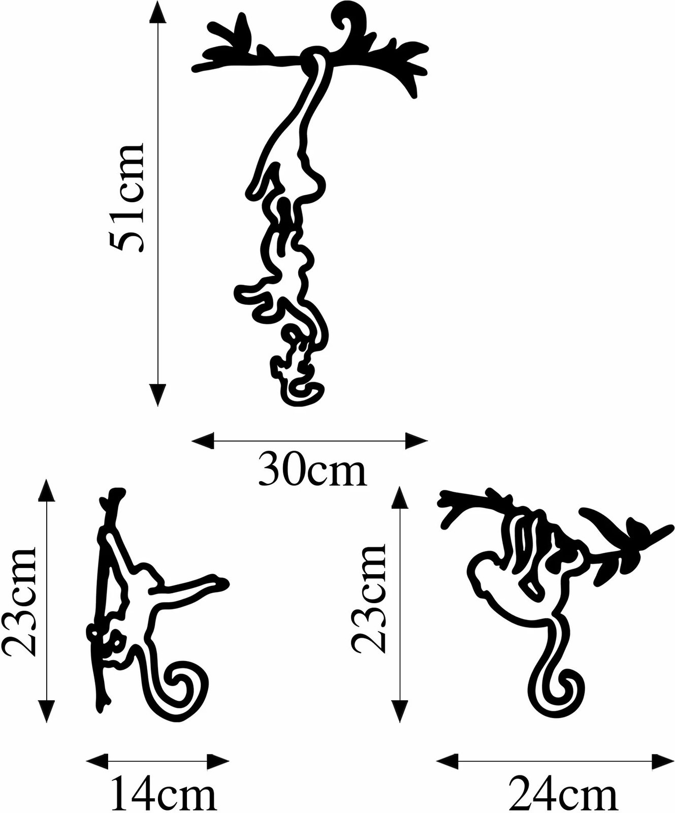 Aksesor dekorativ metalik për mur, majmunë të llastuar, Wallity - 299