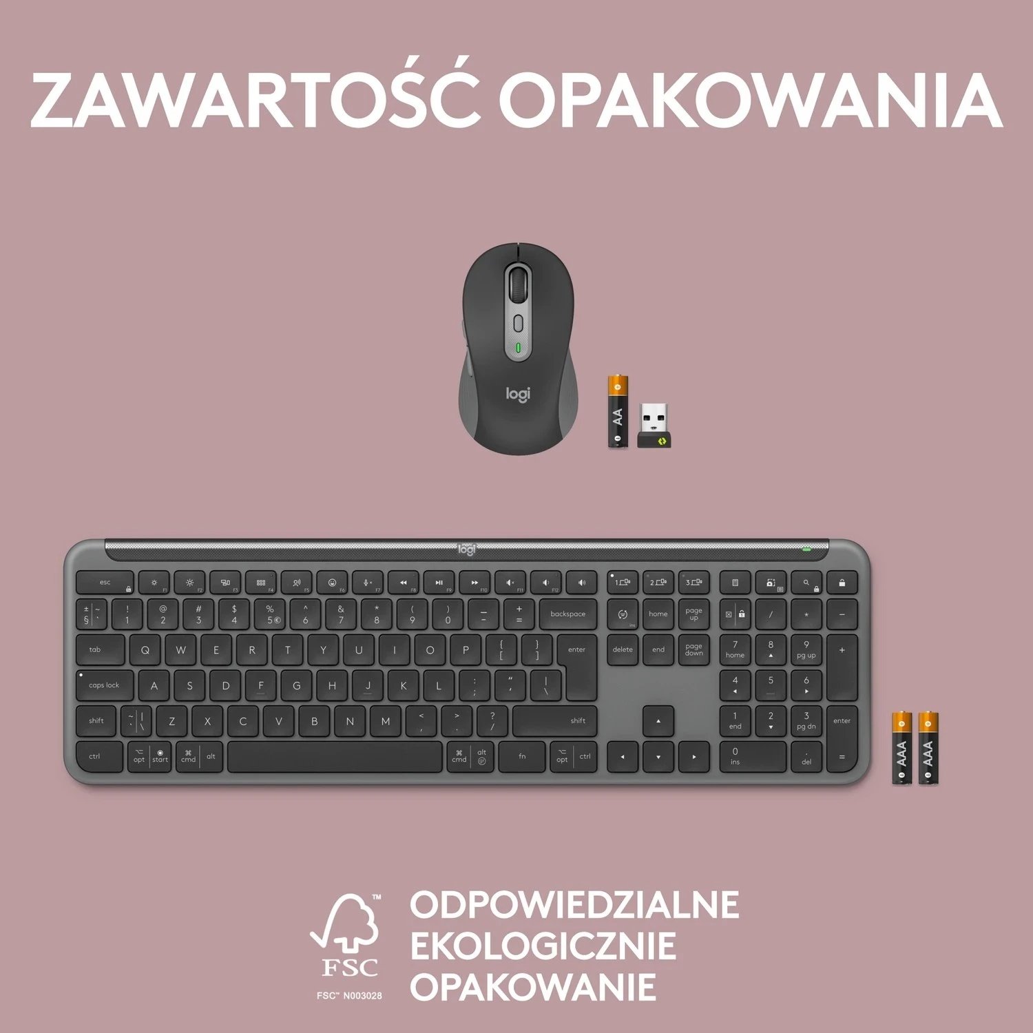 Tastierë dhe Maus Logitech Signature Slim MK950, Wireless, Grafit
