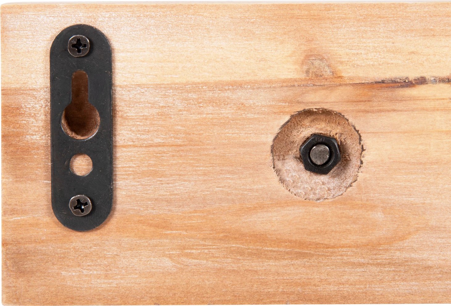 Pasqyrë muri e rrumbullakët SCUTTLE, dru bredhi & MDF, metal i zi, 80x6,5x30,5H cm