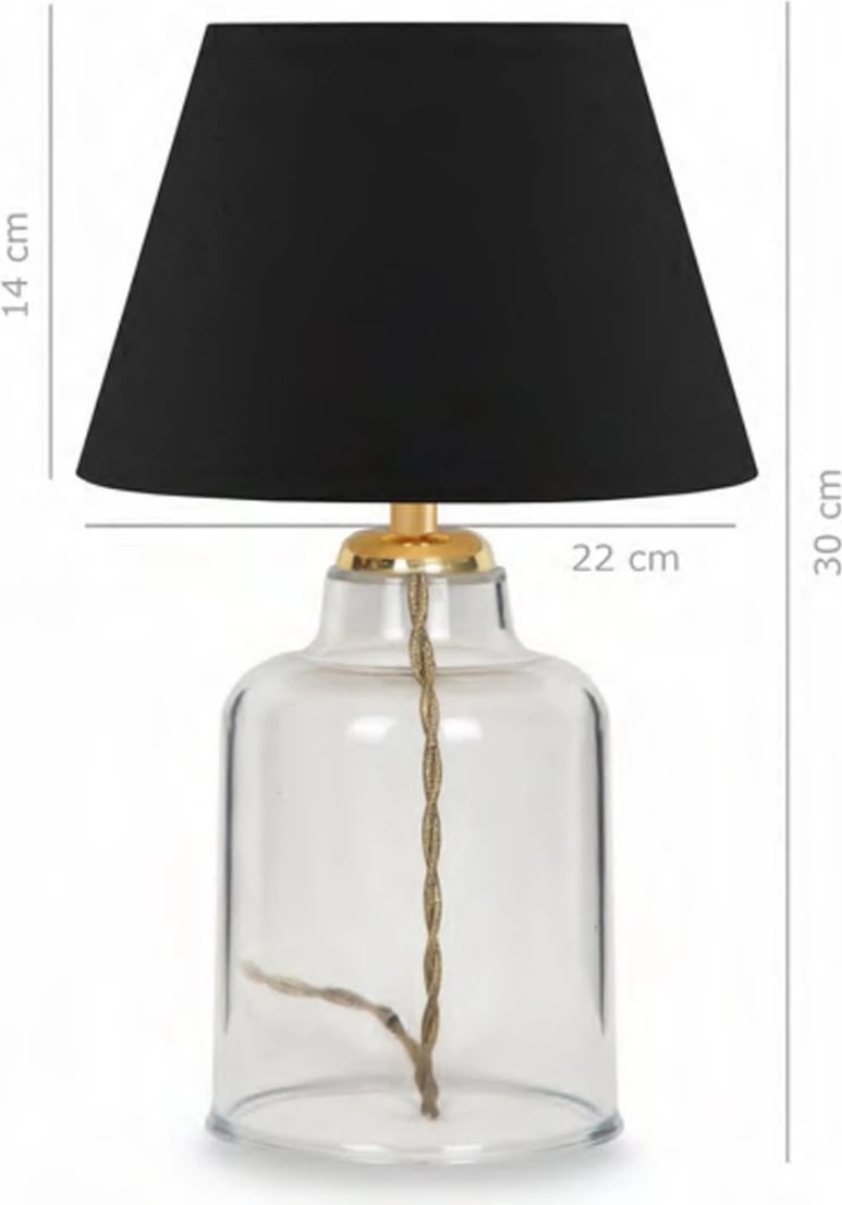 Llambë tavoline FH7583.02 kapak i zi, bazë transparente, shtyllë e artë