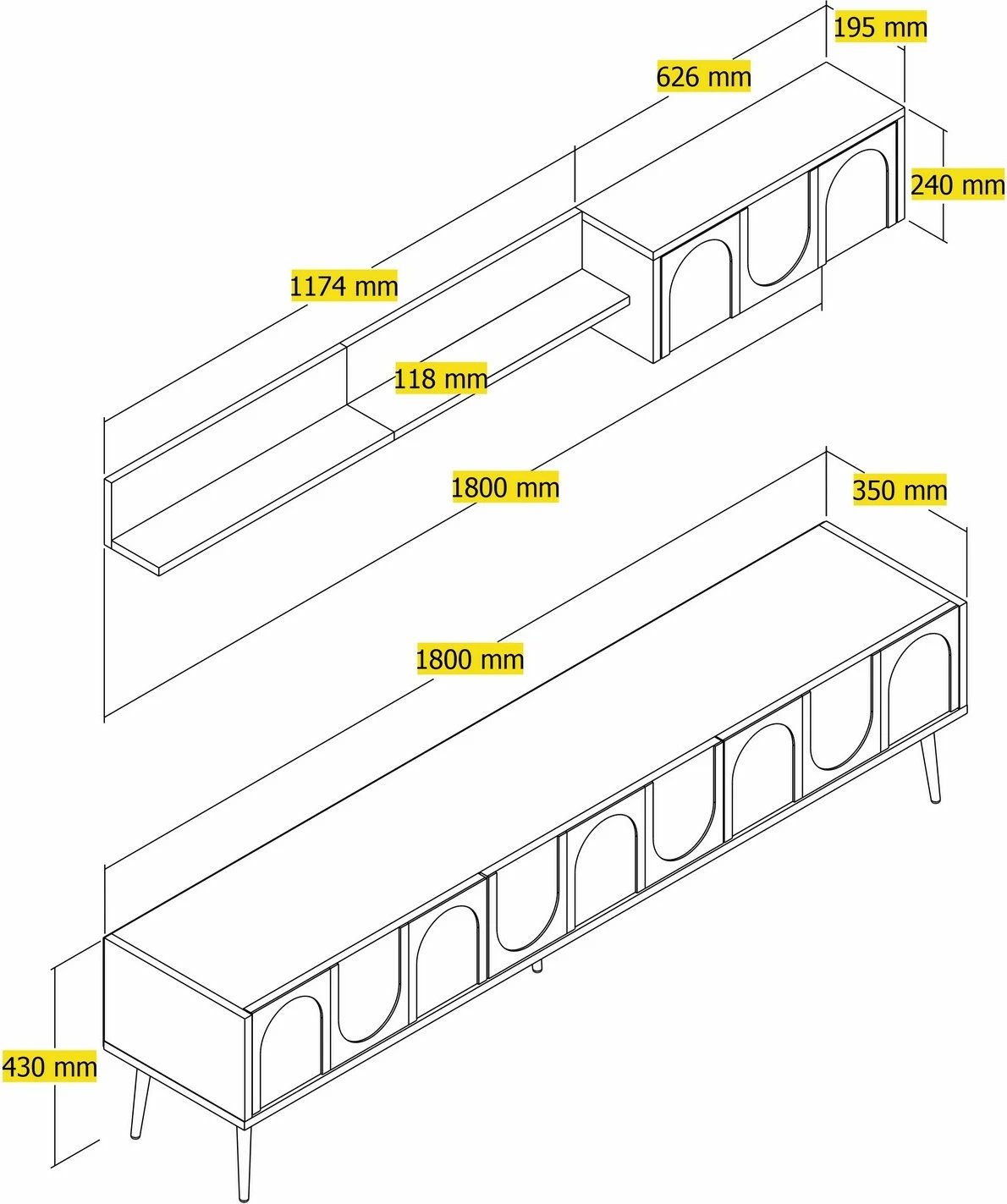 Komodë TV Skye Decor, Lyon 2 - Atlas, ari
