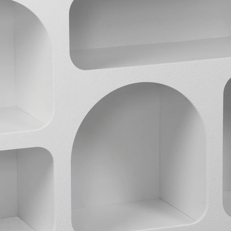 Bufe Emersi me rafte, MDF, ngjyrë e bardhë, 164x34x76cm