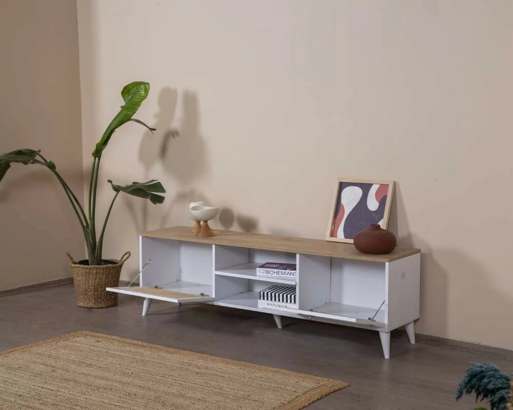 Komodë TV Skye Decor, ngjyrë patë-bardhë, lis