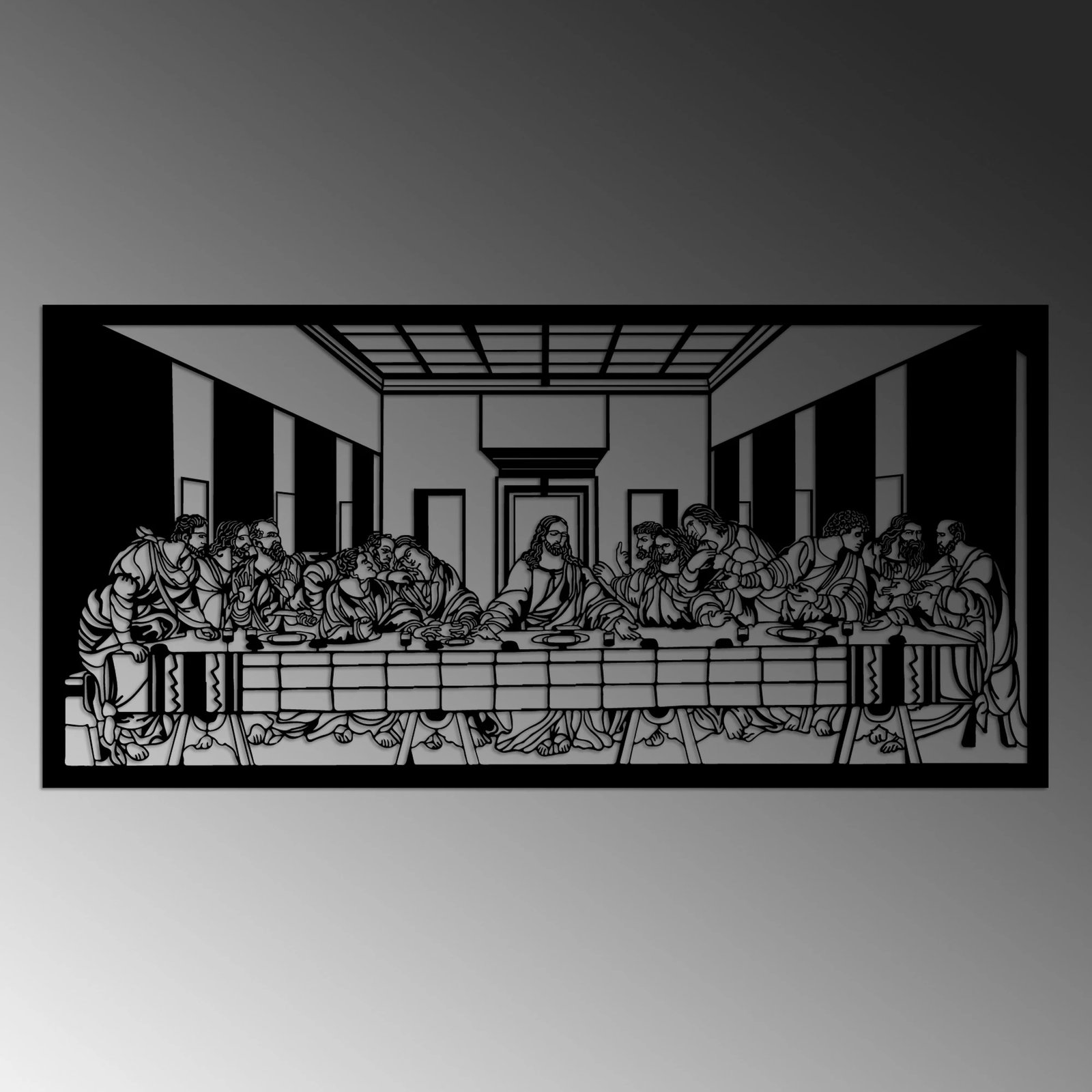 Aksesor dekorativ metalik për mur, Wallity, Davinci, ngjyrë e zezë, 100x48cm