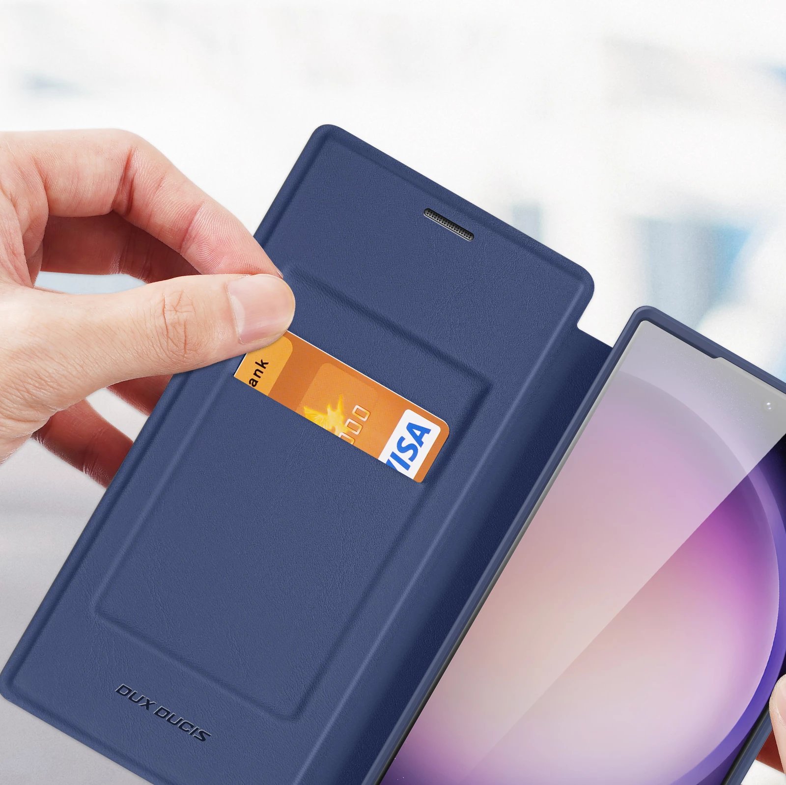 Mbështjellës Dux Ducis Skin X Pro për Samsung Galaxy S24 Ultra me unazë magnetike dhe kapak, Blu