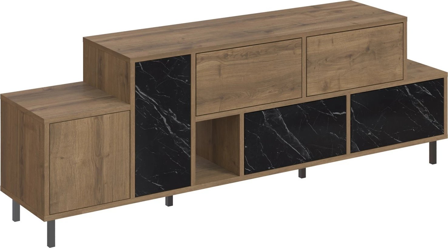 Komodë TV Skye Decor, Hermes - Hitit, Bendir, ngjyrë lis dhe e zezë