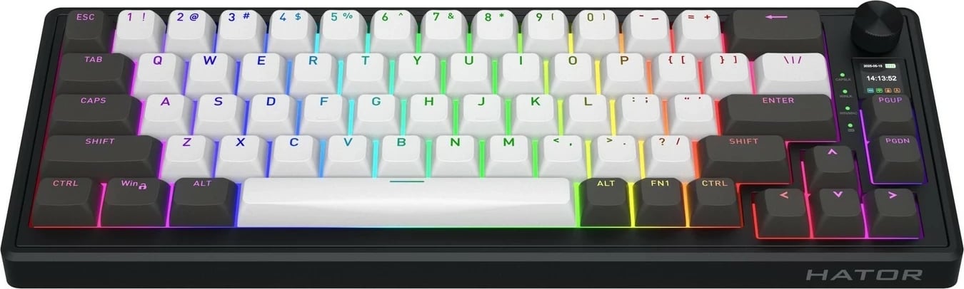 Tastierë mekanike Hator Skyfall 65 PRO, wireless, RGB, hot-swap, 65%, gri-zezë