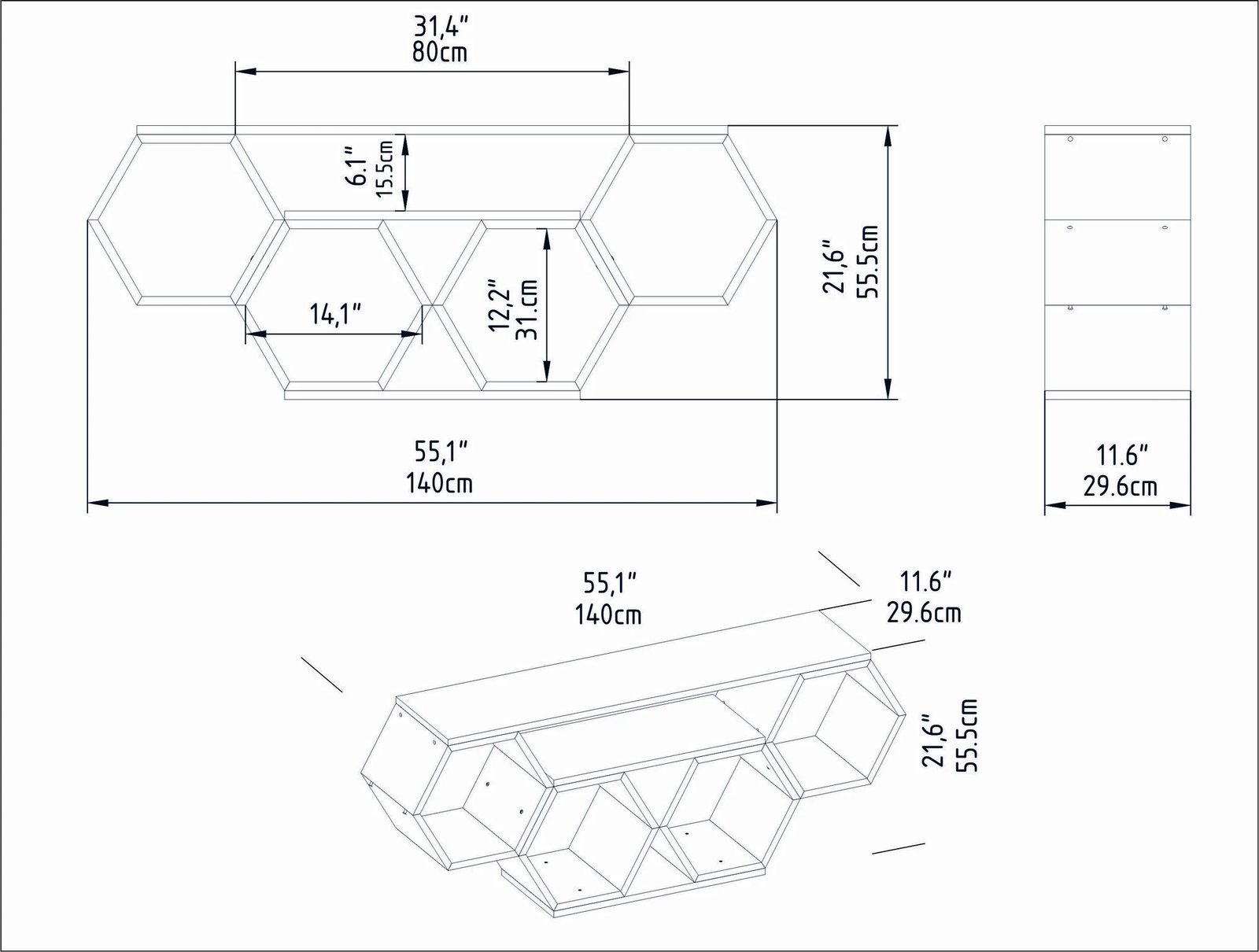 Komodë TV Hanah Home, ngjyrë e bardhë dhe sonomo