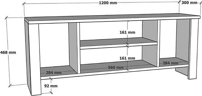 Komodë TV Seref, ngjyrë e bardhë, 120x30x47cm