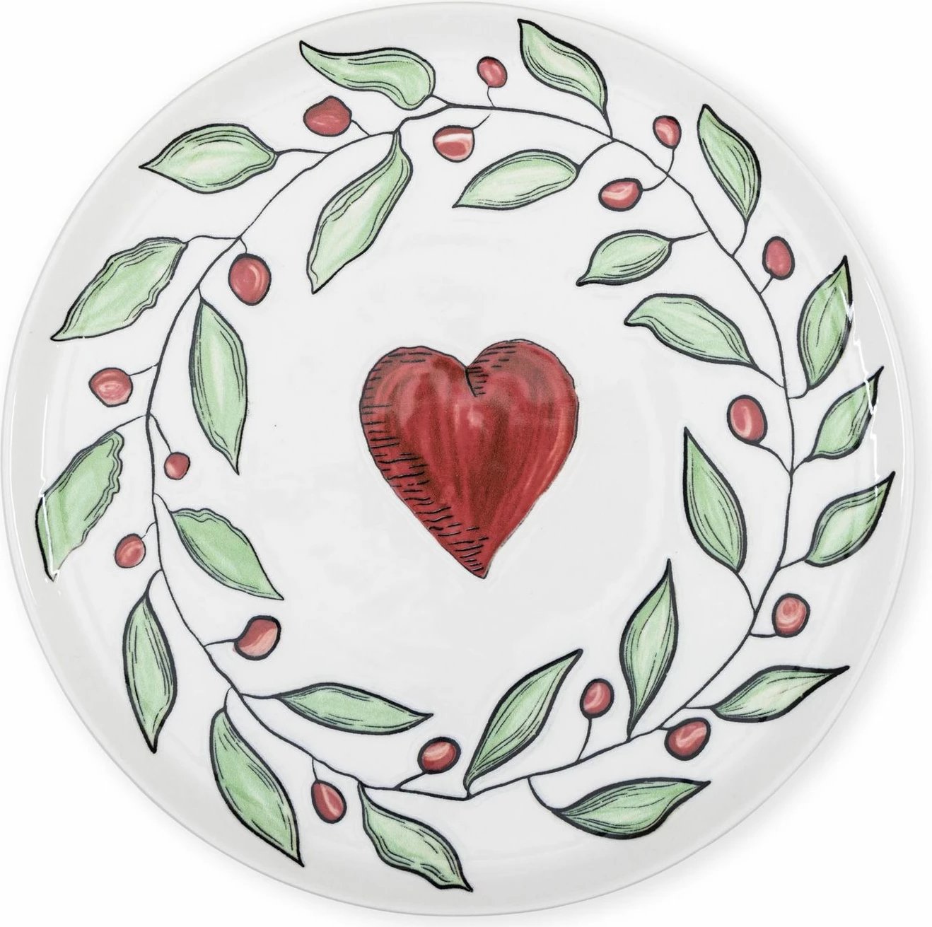 Pjatë shërbimi Hermia Concept, LUV0005, qeramike, e bardhë, e kuqe, e gjelbër, 30x30x1 cm